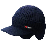 New Winter Men'S Hat – Outdoor Ear Protection Warm Knitted Cap with Windproof Visor, Thick Bicycle Scarf Cap for Men - 1