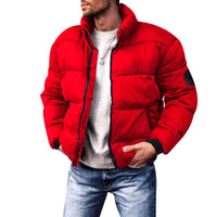 Men's Stand Collar Thickened Polyester Cotton Jacket - 12