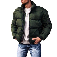 Men's Stand Collar Thickened Polyester Cotton Jacket - 18