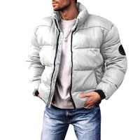 Men's Stand Collar Thickened Polyester Cotton Jacket - 21