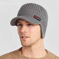 New Winter Men'S Hat – Outdoor Ear Protection Warm Knitted Cap with Windproof Visor, Thick Bicycle Scarf Cap for Men - 2
