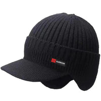 New Winter Men'S Hat – Outdoor Ear Protection Warm Knitted Cap with Windproof Visor, Thick Bicycle Scarf Cap for Men - 3