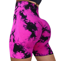 Tie-Dye Yoga Shorts for Women High Elastic Gym Shorts Push Up Sports Shorts Running Workout Fitness Women Short Sports Leggings - 12