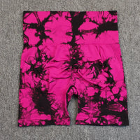 Tie-Dye Yoga Shorts for Women High Elastic Gym Shorts Push Up Sports Shorts Running Workout Fitness Women Short Sports Leggings - 43