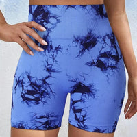 Tie-Dye Yoga Shorts for Women High Elastic Gym Shorts Push Up Sports Shorts Running Workout Fitness Women Short Sports Leggings - 36