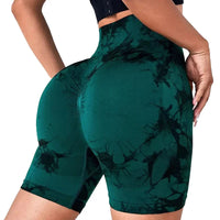 Tie-Dye Yoga Shorts for Women High Elastic Gym Shorts Push Up Sports Shorts Running Workout Fitness Women Short Sports Leggings - 17