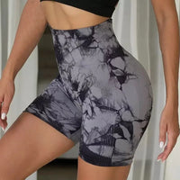 Tie-Dye Yoga Shorts for Women High Elastic Gym Shorts Push Up Sports Shorts Running Workout Fitness Women Short Sports Leggings - 8