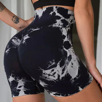 Tie-Dye Yoga Shorts for Women High Elastic Gym Shorts Push Up Sports Shorts Running Workout Fitness Women Short Sports Leggings - 35