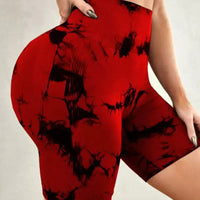 Tie-Dye Yoga Shorts for Women High Elastic Gym Shorts Push Up Sports Shorts Running Workout Fitness Women Short Sports Leggings - 34