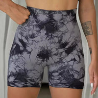 Tie-Dye Yoga Shorts for Women High Elastic Gym Shorts Push Up Sports Shorts Running Workout Fitness Women Short Sports Leggings - 40