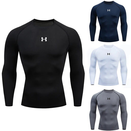Men Running Compression T-shirt Long sleeves Sport Tees Gym Fitness Sweatshirt Male Jogging Tracksuit Homme Athletic Shirt Tops VORAL