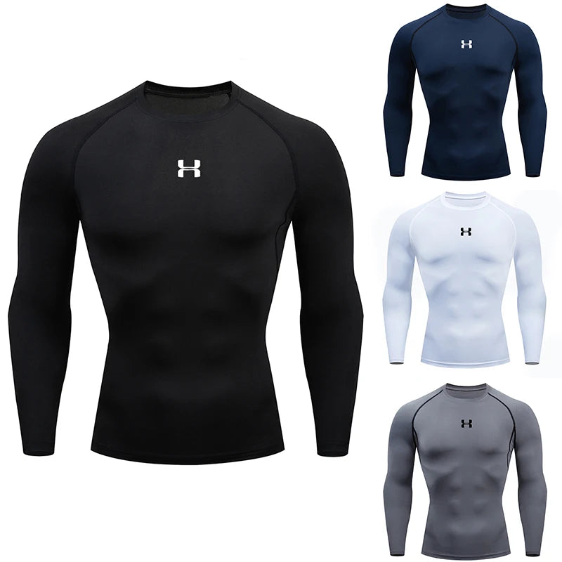 Men Running Compression T-shirt Long sleeves Sport Tees Gym Fitness Sweatshirt Male Jogging Tracksuit Homme Athletic Shirt Tops VORAL