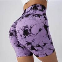 Tie-Dye Yoga Shorts for Women High Elastic Gym Shorts Push Up Sports Shorts Running Workout Fitness Women Short Sports Leggings - 6
