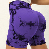 Tie-Dye Yoga Shorts for Women High Elastic Gym Shorts Push Up Sports Shorts Running Workout Fitness Women Short Sports Leggings - 42