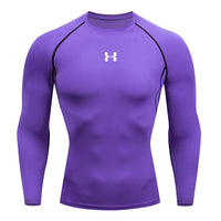 Men Running Compression T-shirt Long sleeves Sport Tees Gym Fitness Sweatshirt Male Jogging Tracksuit Homme Athletic Shirt Tops VORAL - 17