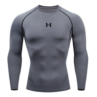 Men Running Compression T-shirt Long sleeves Sport Tees Gym Fitness Sweatshirt Male Jogging Tracksuit Homme Athletic Shirt Tops VORAL - 12