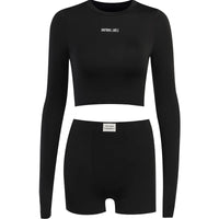 European and American Spring/Summer Round Neck Long Short sleeved 3/4 Shorts Two piece Women's Fashion Sports Versatile Set VORAL - 31