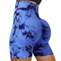 Tie-Dye Yoga Shorts for Women High Elastic Gym Shorts Push Up Sports Shorts Running Workout Fitness Women Short Sports Leggings - 13