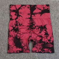 Tie-Dye Yoga Shorts for Women High Elastic Gym Shorts Push Up Sports Shorts Running Workout Fitness Women Short Sports Leggings - 32