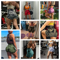 Tie-Dye Yoga Shorts for Women High Elastic Gym Shorts Push Up Sports Shorts Running Workout Fitness Women Short Sports Leggings - 2