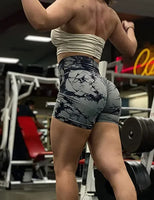 Tie-Dye Yoga Shorts for Women High Elastic Gym Shorts Push Up Sports Shorts Running Workout Fitness Women Short Sports Leggings - 25