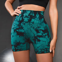 Tie-Dye Yoga Shorts for Women High Elastic Gym Shorts Push Up Sports Shorts Running Workout Fitness Women Short Sports Leggings - 38